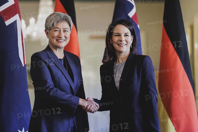 (R-L) Annalena Baerbock (Alliance 90/The Greens), Federal Foreign Minister, and Penny Wong, Foreign Minister of Australia, photographed during a joint meeting in Adelaide, 3 May 2024. Baerbock is travelling to Australia, New Zealand and Fiji for political talks / Photographed on behalf of the Federal Foreign Office