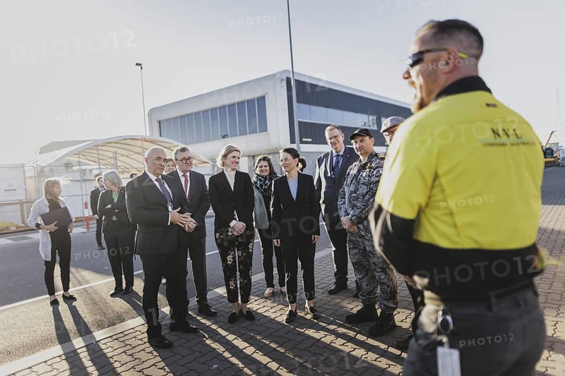 Annalena Baerbock (Buendnis 90/Die Gruenen), Federal Foreign Minister, photographed during a visit to the Osborne Naval Dockyard and a tour of the coastal patrol boat Arafura in Adelaide, 3 May 2024. Baerbock is travelling to Australia, New Zealand and Fiji for political talks / Photographed on behalf of the Federal Foreign Office
