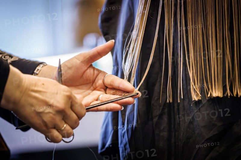 Close-up of a haircut, taken at the Coiffeur Sivan hairdressing salon in Berlin, 22/04/2024
