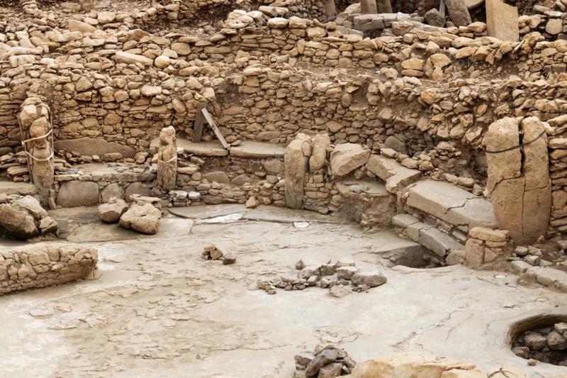Neolithic archaeological site of Karahan Tepe, Circular stone structure with T Shape pillars, Sanliurfa, Turkey, Asia