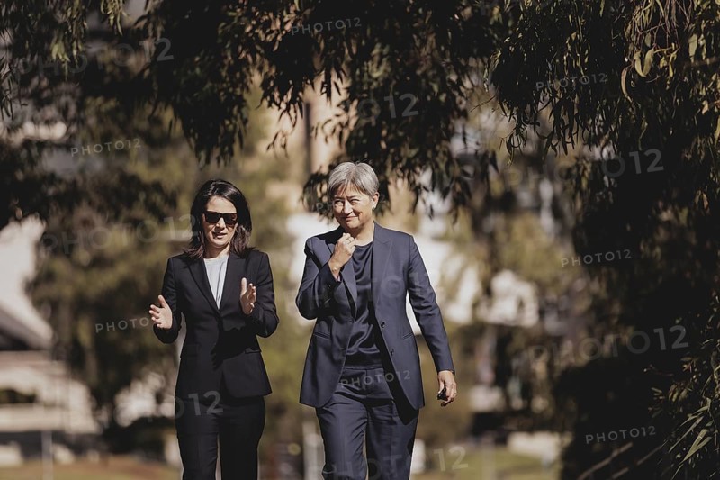 (L-R) Annalena Baerbock (Buendnis 90/Die Gruenen), Federal Foreign Minister, and Penny Wong, Foreign Minister of Australia, photographed during a meeting in Adelaide, 3 May 2024. Baerbock is travelling to Australia, New Zealand and Fiji for political talks / Photographed on behalf of the Federal Foreign Office
