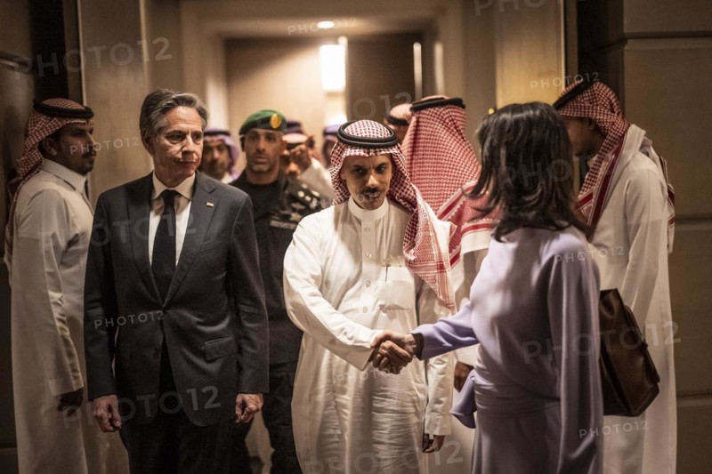 Riyadh, 29.04.2024. Federal Foreign Minister Annalena Baerbock visits Riyadh, Saudi Arabia on 29.04.2024 for bilateral talks and conferences. with US Secretary of State Antony Blinken and the Minister of Foreign Affairs of the Kingdom of Saudi Arabia, Prince Faisal bin Farhan bin Abdullah bin Faisal bin Farhan Al Saud Photographed as Official Photographer/Photo taken as Official Photographer