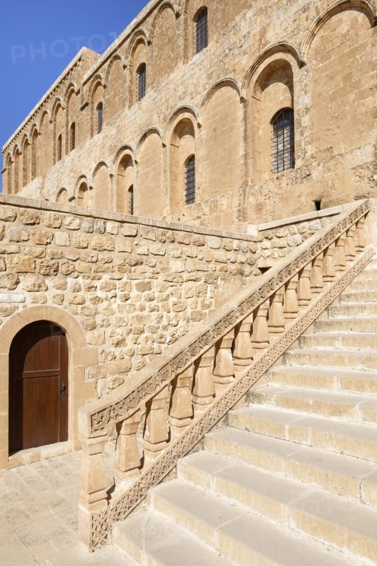 Monastery of Saint Ananias known as Deyrulzafaran or Saffron Monastery, Stairs, Mardin, Turkey, Asia