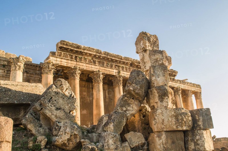 Ruins of Baalbek. Ancient city of Phenicia located in the Beca valley in Lebanon. Acropolis with Roman remains