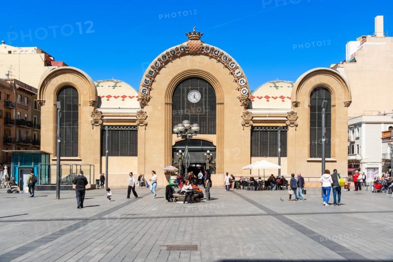 Mercat Central de Tarragona, central market in the sunshine in Tarragona, Spain, Europe