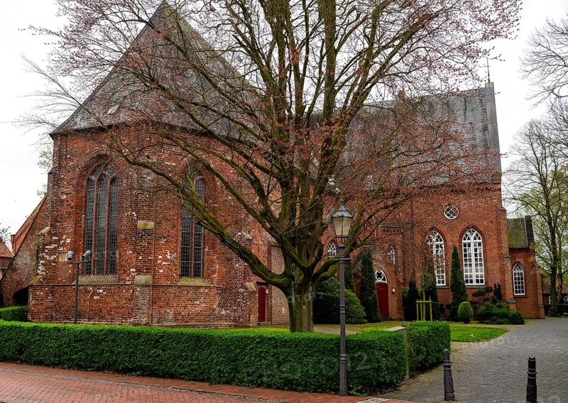 Protestant Reformed St George's Church, east facade, in the small town of Weener, district of Leer, Rheiderland, East Frisia, Lower Saxony, Germany, Europe