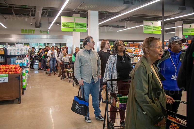 Detroit, Michigan USA, 1 May 2024, Grocery shoppers packed the Detroit People's food Co-Op on its opening day. The store is Black-led and community-owned. Its purpose is to increase the availability of healthy food for Detroit residents