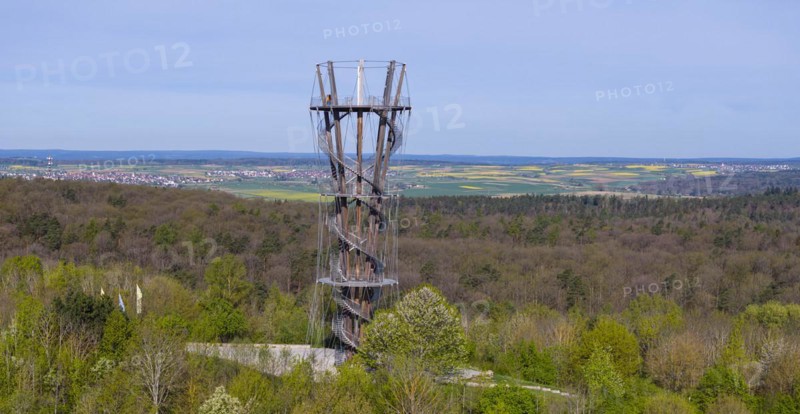Schoenbuchturm, observation tower in Schoenbuch Nature Park, aerial view, Herrenberg, Baden-Wuerttemberg, Germany, Europe