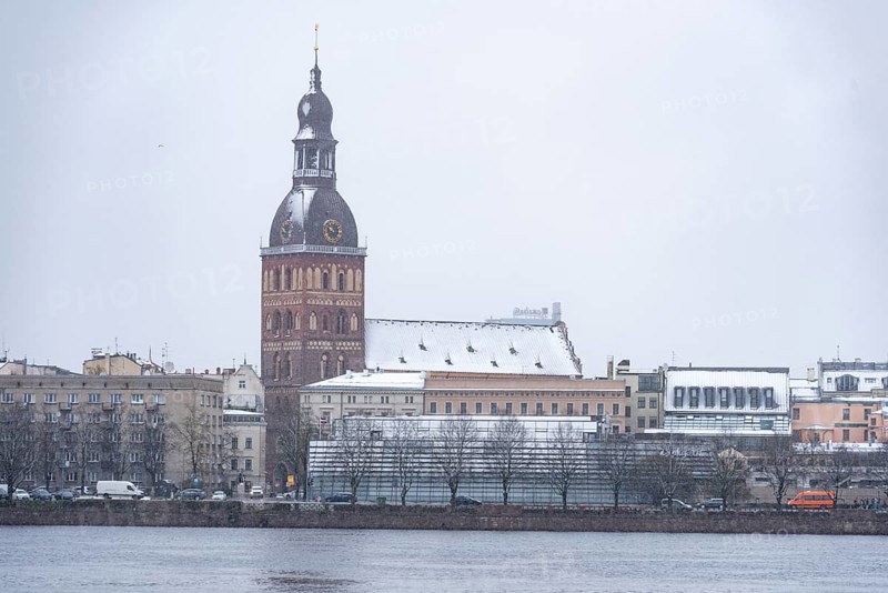 Riga Cathedral in the snow, Winter, Riga, Latvia, Europe