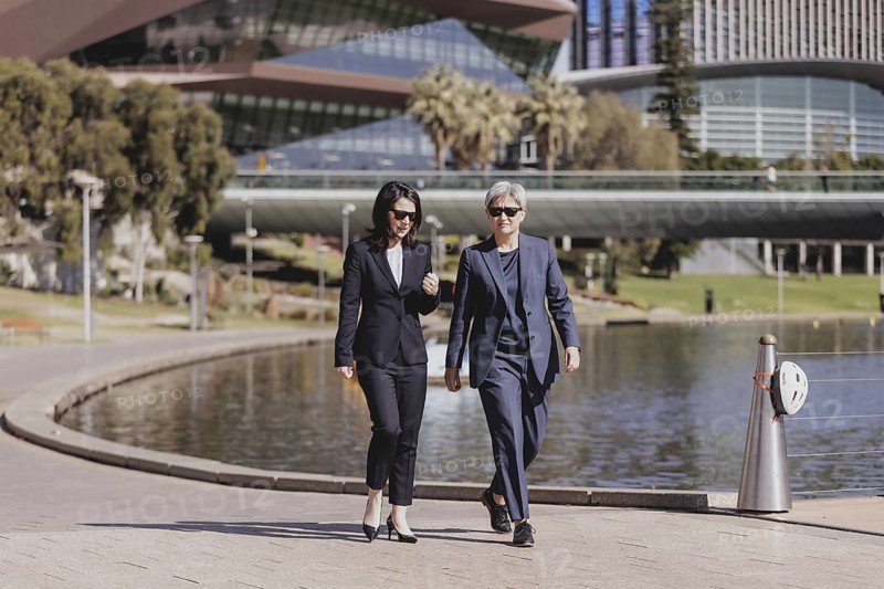 (L-R) Annalena Baerbock (Buendnis 90/Die Gruenen), Federal Foreign Minister, and Penny Wong, Foreign Minister of Australia, photographed during a meeting in Adelaide, 3 May 2024. Baerbock is travelling to Australia, New Zealand and Fiji for political talks / Photographed on behalf of the Federal Foreign Office
