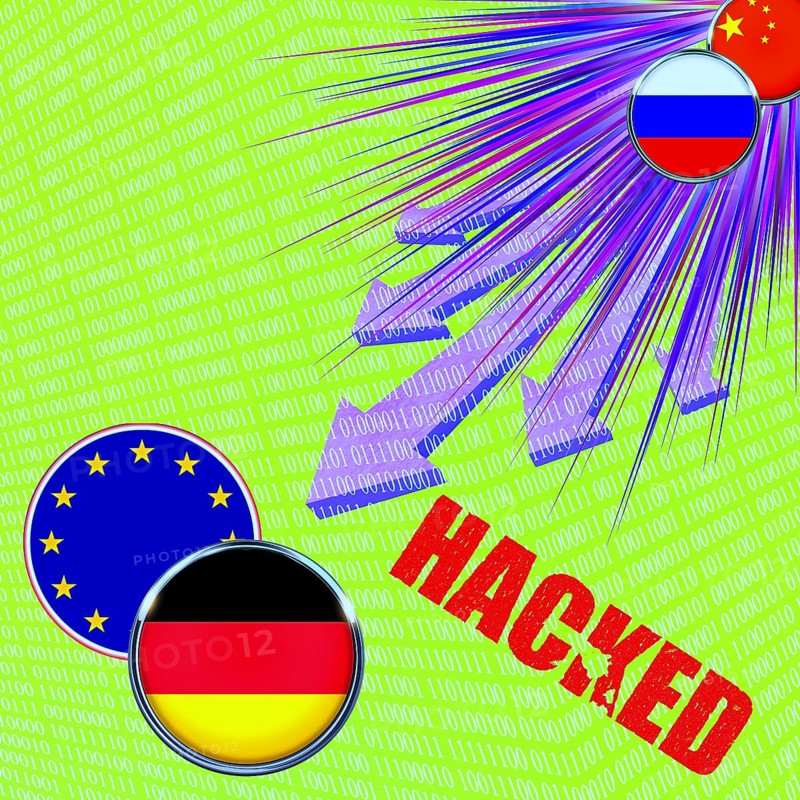 Symbolic image, cyber war Russia China, cyber security, cyber attacks worldwide, computer crime, digital IT attacks, economy, energy economy, nuclear power plants, society, hackers, data theft, espionage, malware, phishing attacks, spoofing, passwords, DDOS attacks, competition, secret services, organised crime, Germany, Europe