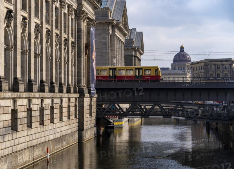 S-Bahn bridge at the Bode Museum, Berlin, Germany, Europe
