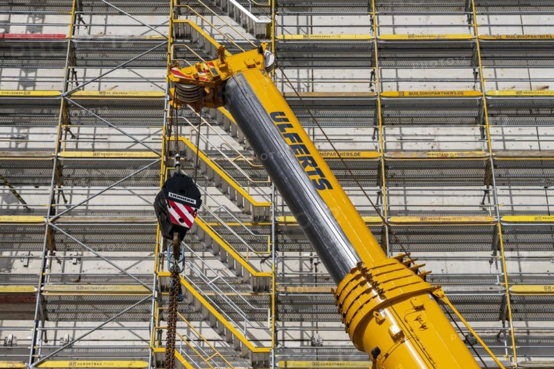 Construction machinery and materials at a building site, Berlin, Germany, Europe