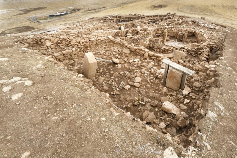 Neolithic archaeological site of Karahan Tepe, Circular stone structure with T Shape pillars, Sanliurfa, Turkey, Asia
