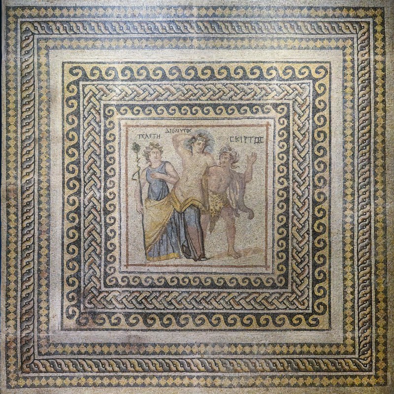 Dionysus and Telete Skyrtos mosaic, Zeugma mosaic Museum, Gaziantep, Turkey, Asia