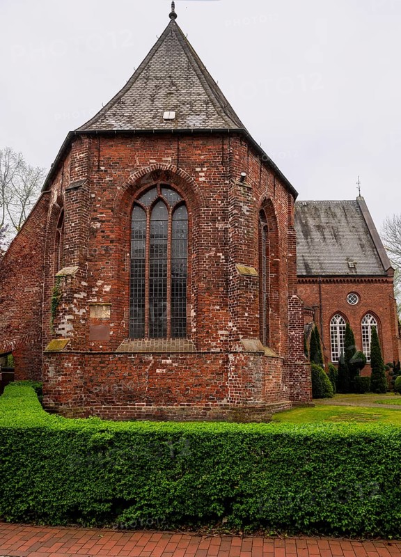 Protestant Reformed St George's Church, east facade, in the small town of Weener, district of Leer, Rheiderland, East Frisia, Lower Saxony, Germany, Europe