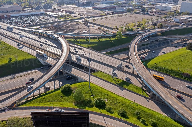 Detroit, Michigan, The interchange between Interstate 94 (top) and Interstate 75 in midtown Detroit