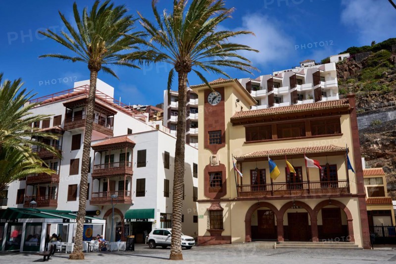 Town Hall and Plaza de las Americas in the old town centre of San Sebastian de La Gomera, La Gomera, Canary Islands, Spain, Europe
