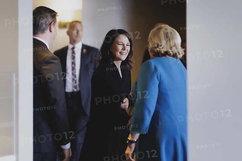 (L-R) Annalena Baerbock (Alliance 90/The Greens), Federal Foreign Minister, and Judith Collins, Minister for Defence, Digitalisation, Science, Innovation and Technology and Space in New Zealand, photographed during a joint meeting in Auckland, 04.05.2024. Baerbock travels to Australia, New Zealand and Fiji for political talks / Photographed on behalf of the Federal Foreign Office