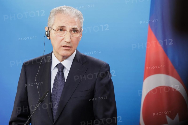 Annalena Baerbock (Alliance 90/The Greens) (not pictured), Federal Foreign Minister, and Mukhtar Babayev, Minister of Ecology and Natural Resources of the Republic of Azerbaijan, at a joint press conference during the 15th Petersberg Climate Dialogue at the Federal Foreign Office in Berlin, 25.04.2024. Photographed on behalf of the Federal Foreign Office