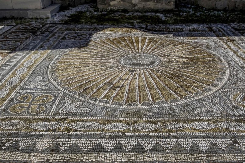 Floor mosaic, Archaeological Museum, former hospital of the Order of St John, 15th century, Old Town, Rhodes Town, Greece, Europe