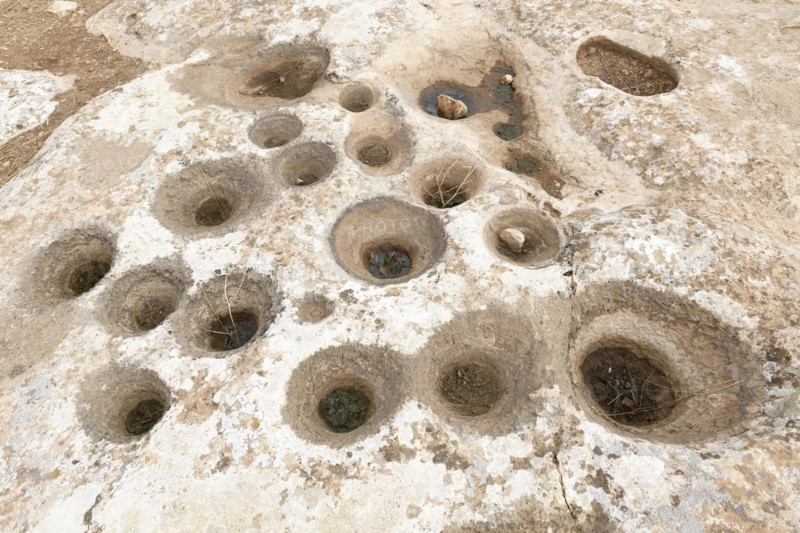 Neolithic archaeological site of Karahan Tepe, Carved holes, Sanliurfa, Turkey, Asia