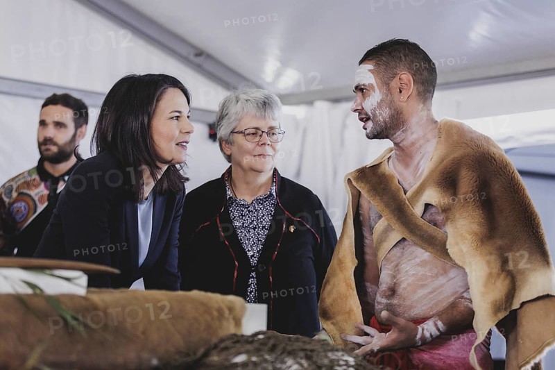 Annalena Baerbock (Buendnis 90/Die Gruenen), Federal Foreign Minister, photographed during the ceremony for the repatriation of cultural assets of representatives of the Kaurna people in Adelaide, 3 May 2024. Baerbock is travelling to Australia, New Zealand and Fiji for political talks / Photographed on behalf of the Federal Foreign Office