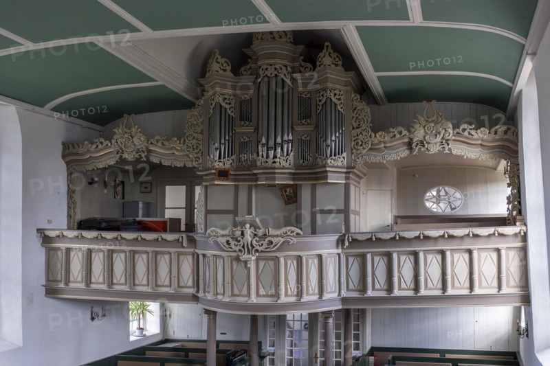 Organ prospectus in the Protestant Reformed Church from 1401 in Greetsiel, Krummhoern, East Frisia, Lower Saxony, Germany, Europe