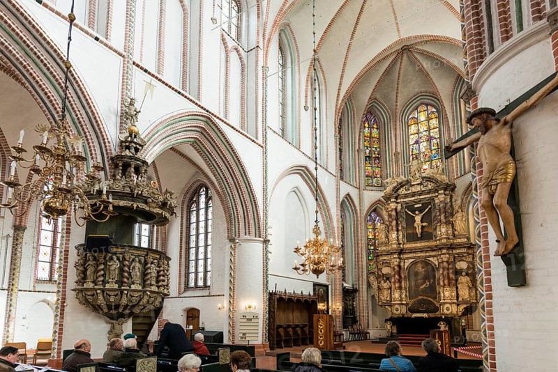 Interior view, St Peter's Church, Buxtehude, Altes Land, Lower Saxony, Germany, Europe