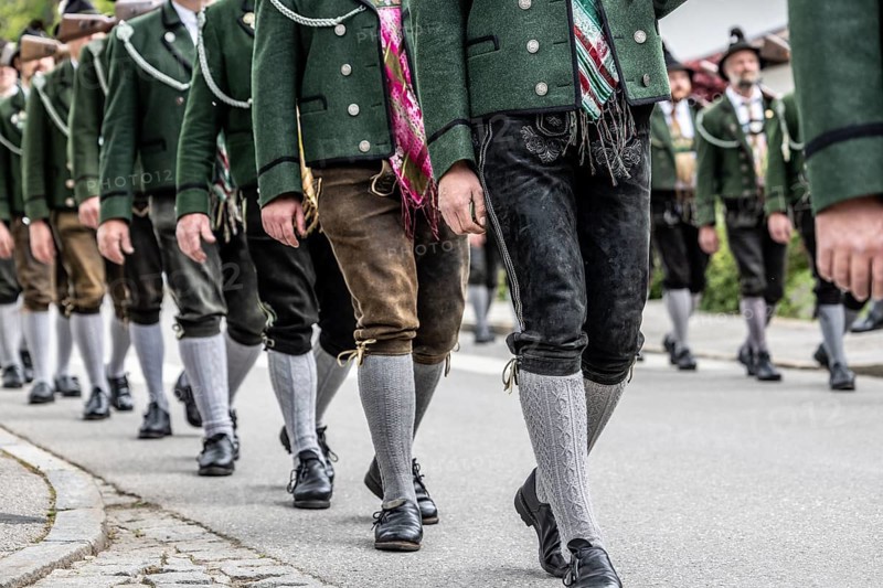 Patron saint's day, 2024, patron saint, festival, mountain marksmen, customs, tradition, church, celebration, traditional traditional costume, nostalgic, hat, lederhosen, May, 2024, Lenggries, Bavaria, Germany, Europe