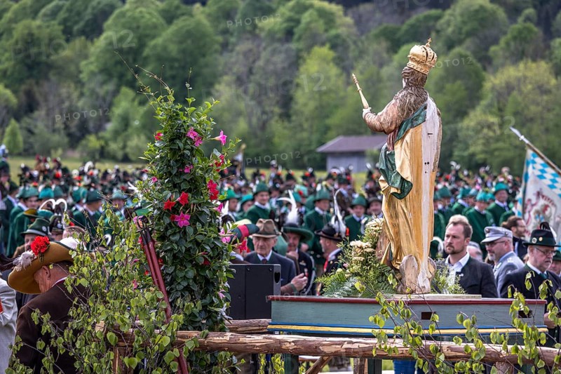 Patron saint's day, 2024, patron saint, festival, mountain marksmen, customs, tradition, church, celebration, traditional traditional costume, nostalgic, instruments, lederhosen, traditional costume, May, 2024, lenggries, Bavaria, Germany, Europe