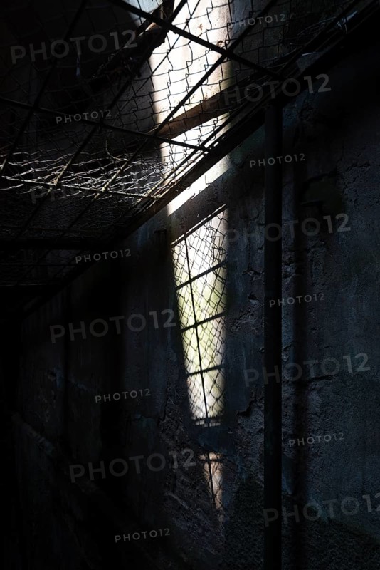 Barred inner courtyard, former headquarters and prison of the Soviet secret service KGB, Riga, Latvia, Europe