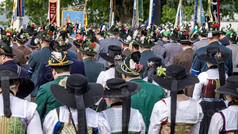 Patron saint's day, 2024, patron saint, festival, mountain marksmen, customs, tradition, church, celebration, traditional traditional costume, nostalgic, lederhosen, traditional costume, Lenggries, Bavaria, Germany, Europe