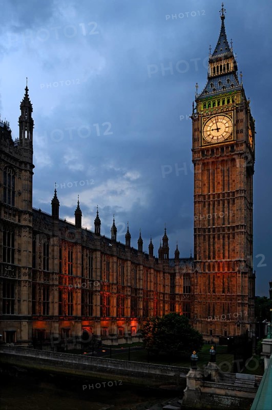 Big Ben at dusk, Westminster Bridge Road, London, England, Great Britain