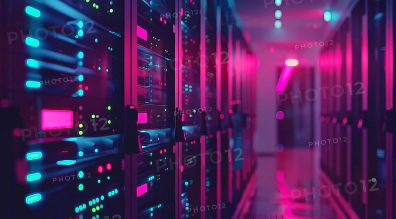 Cloud services concept and server farm supporting SAS cloud applications for enterprise clients, AI generated
