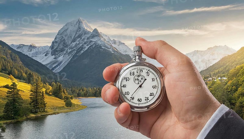 Symbol photo, hand with a stopwatch, AI generated, AI generated