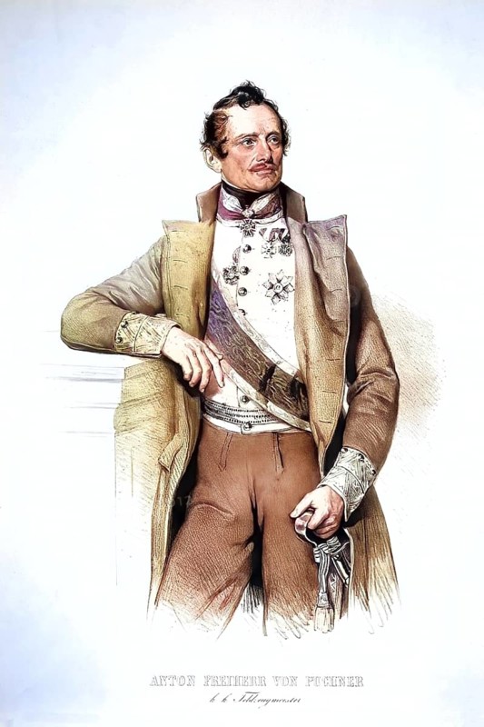 Anton Freiherr von Puchner (born 11 November 1779 in Schemnitz, died 28 December 1852 in Vienna) was an Austro-Hungarian Monarchy, k. u. k.-Monarchy Austrian General, Historical, digitally restored reproduction from a 19th century original, Record date not stated