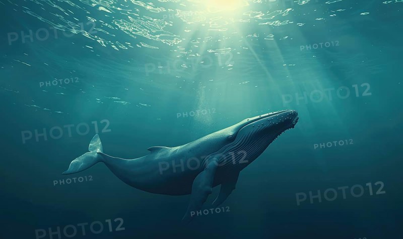 A blue whale gliding effortlessly through the ocean depths AI generated