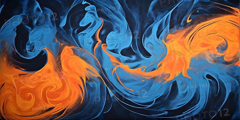 Marble textured blue and orange chalkboard as illustration background, AI generated