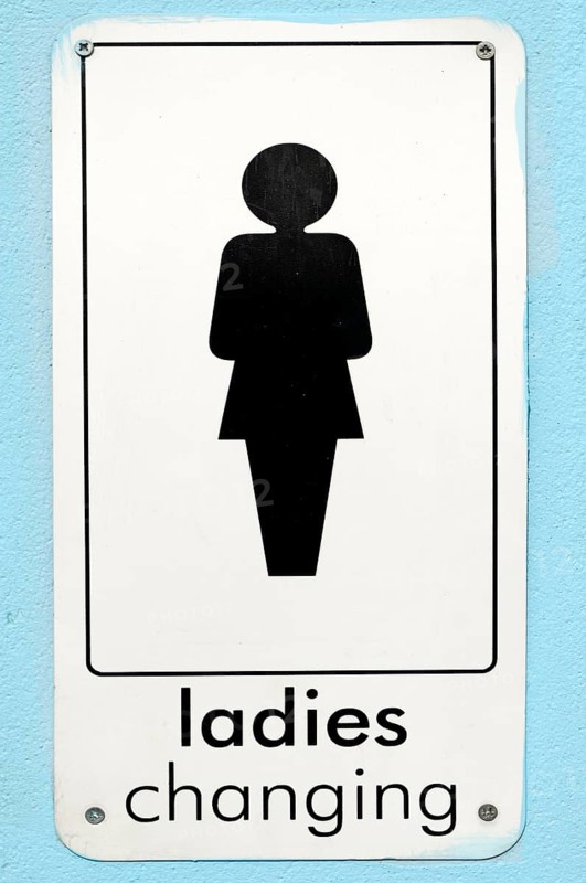 Sign on a changing room for woman, Tooting Bec, London, England, Great Britain