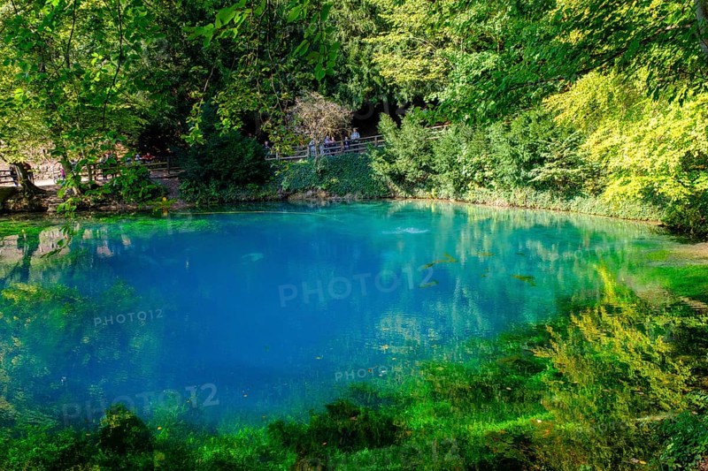 Blue spring, karst pot, Blautopf, Blaubeuren, Swabian Alb, Baden-Wuerttemberg, Germany, Europe