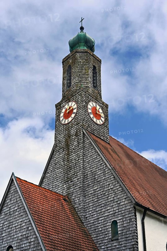 Church with shingle facade, Swabia, Bavaria, Germany, Europe