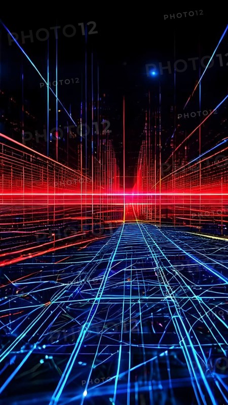 AI generated laser lines intertwining intersecting overlapping each other