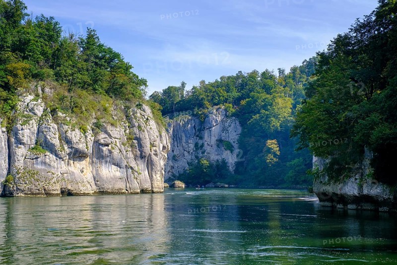 Danube Gorge, Weltenburger Enge, Gorge, Upper Jura, Weltenburg, Kelheim on the Danube, Lower Bavaria. Bavaria, Germany, Europe