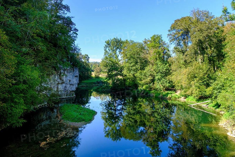 Danube at the Fuerstlicher Park Inzigkofen near Sigmaringen, Upper Danube Valley, Baden-Wuerttemberg, Germany, Europe