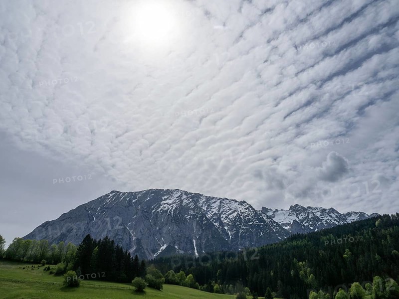 Cloudy mood over the Grimming, near Bad Mitterndorf, Styria, Austria, Europe