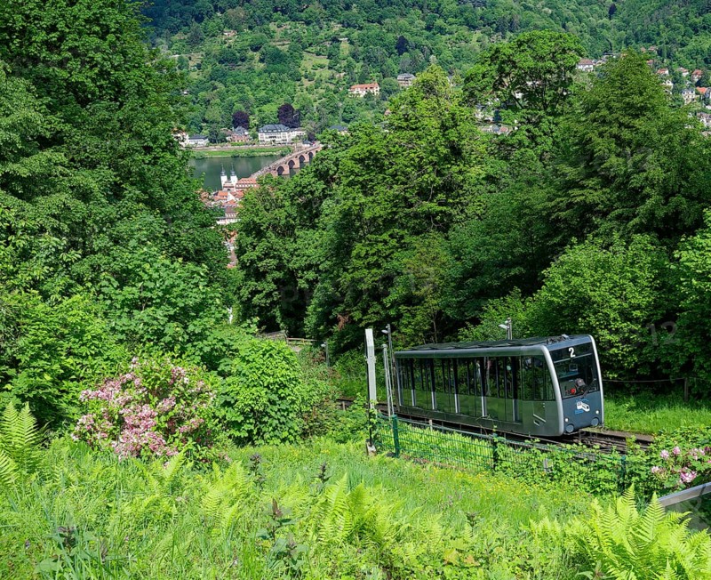 Molkenkurbahn, Heidelberg mountain railway, funicular railway, Heidelberg, Baden-Wuerttemberg, Germany, Europe