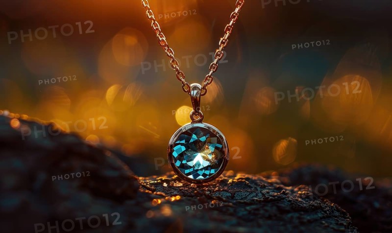 A pendant necklace showcasing a shimmering topaz gemstone AI generated