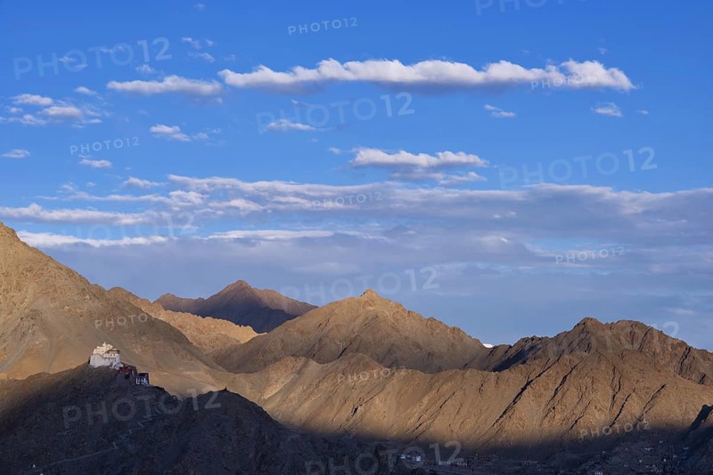 The Namgyal Tsemo Gompa monastery on Tsenmo Hill, a viewpoint over Leh, Ladakh, Jammu and Kashmir, India, Asia