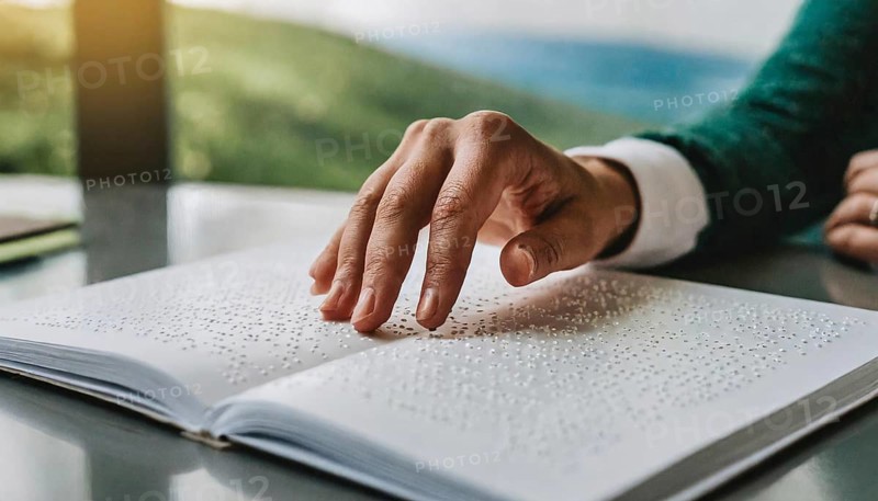Symbol photo, hands read Braille, AI generated, AI generated